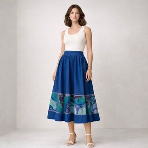 VICKI LYNN BORDON Suttles & Seawinds Patchwork Midi Skirt Nova Scotia Folk
